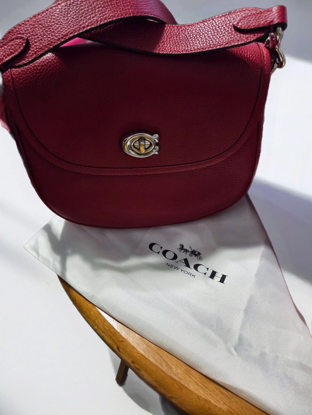Coach Red Pebbled Leather Willow Saddlebag
